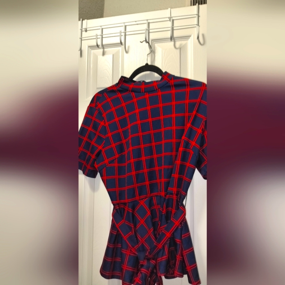 SHEIN Red and Blue Plaid Top